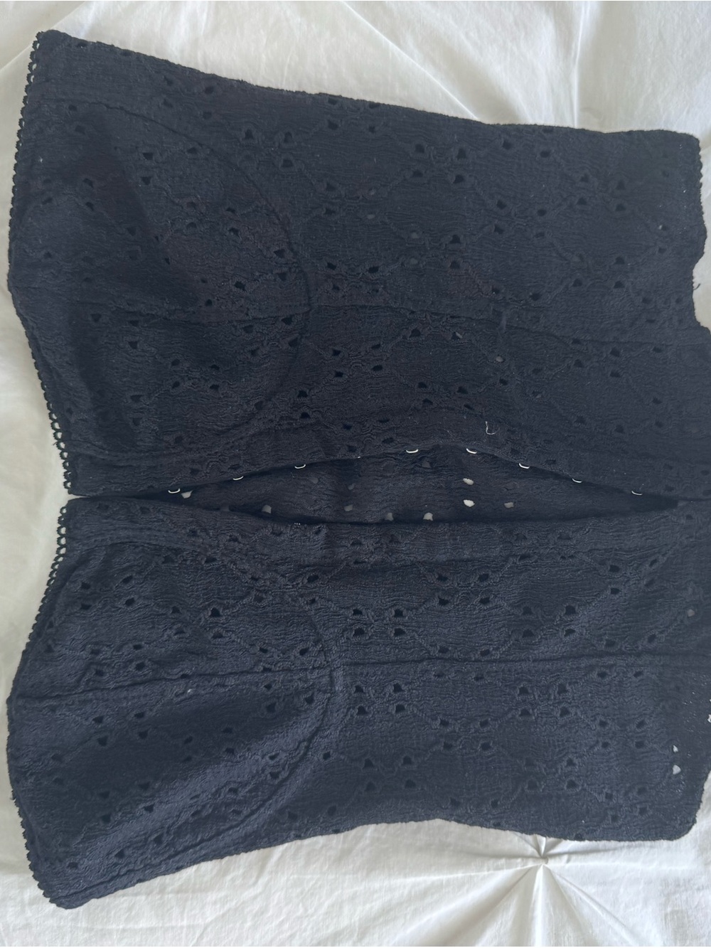 H&M Black Eyelet Lace Strapless Bustier Top